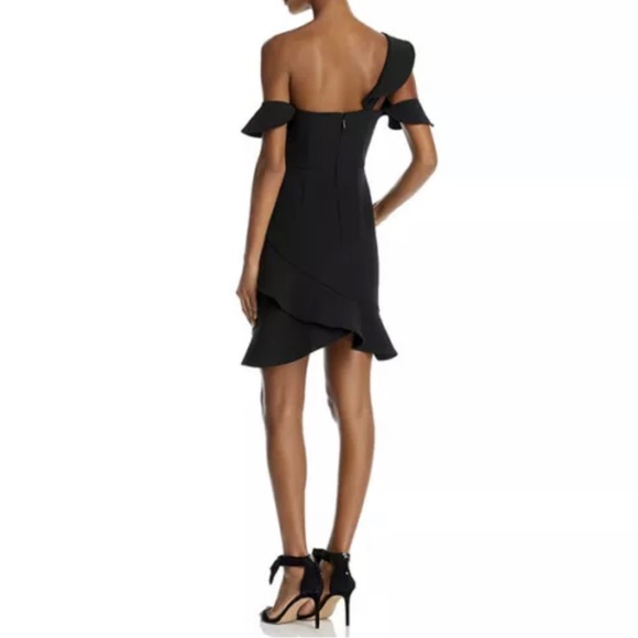 BRAND NEW WITH TAGS BCBGMAXAZRIA MALIK ASYMMETRICAL RUFFLE DRESS IN BLACK - Picture 4 of 5